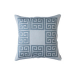 Lili Alessandra Guy Square Border Pillow - Ivory Basketweave / Blue Silk