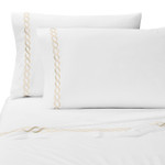 Kassatex Catena Embroidered Percale Sheet Set - Taupe