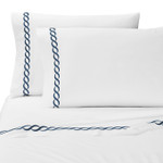 Kassatex Catena Embroidered Percale Sheet Set - Navy