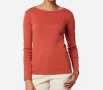 Pendleton Women's Long Sleeve Cotton Ribbed Crew - Picante Red Heather
