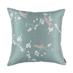 Lili Alessandra Chinoiserie Square Pillow - Blue Venetian Silk / Silver Embroidery