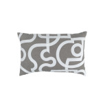 Lili Alessandra Geo Small Rectangle Pillow - Lt Grey Linen/White Matte Velvet Appliqué