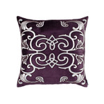 Lili Alessandra Mozart Square Pillow - Plum Velvet/Silver Print/Plum Beads