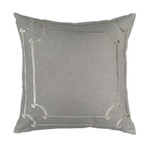 Lili Alessandra Jana Pillow - Lt Grey Linen / Lt Grey Matte Velvet Appliqué