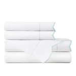 Peacock Alley Harmony Embroidered Scallop Sateen Sheet Set - Sky