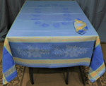 Jacquard  Weave Sunflower Tablecloths - Blue