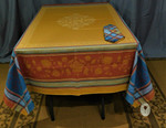 Jacquard Weave French Tablecloths - Ochre Terracotta