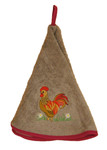 Provence Rooster Round Terrycloth Towel - Taupe