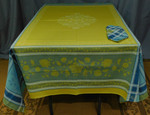 Jacquard Weave French Tablecloths - Ochre Absinthe