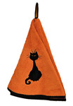 Provence Black Cat Round Terrycloth Towel - Orange