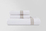 DownTown Company Madison Sheet Set - White w/Taupe Embroidery