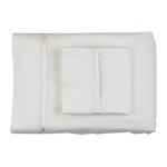 Ann Gish Cotton Sheet Set With Charmeuse Trim - Ivory/Ivory