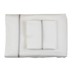 Ann Gish Cotton Sheet Set With Charmeuse Trim - White/Silver