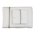Ann Gish Cotton Sheet Set With Charmeuse Trim - White/Mystery