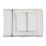 Ann Gish Cotton Sheet Set With Charmeuse Trim - White/Frost
