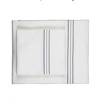 Ann Gish Hem Stripe Sheet Set - White/Grey