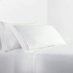 HiEend Accents 350TC Stripe Embroidery Sheet Set - White/Taupe