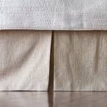 Lili Alessandra Sophia Tailored Bed Skirt - Ivory Linen/ Gold Lurex