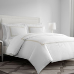 Kassatex Catena Embroidered Percale Duvet Cover - Taupe