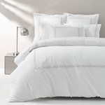 Kassatex Catena Embroidered Percale Duvet Cover - Silver