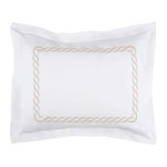 Kassatex Catena Embroidered Percale Pillow Sham Set - Taupe