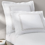 Kassatex Catena Embroidered Percale Pillow Sham Set - Silver