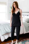 Yala Iris Lace Pajama Set - Black