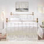 Orchids Lux Home Castile Metal Bed - Satin White with Brass