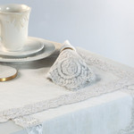 Orchids Lux Home Rosa Lace Scalloped Linen Table Runner - White
