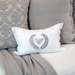 Crown Linen "Bumble Bee" Embroidered Decorative Pillow - White