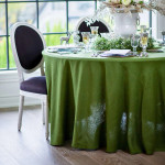 Crown Linen 90" Solid Round Linen Tablecloth - Evergreen