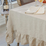 Crown Linen Rectangular Ruffled Linen Tablecloth - Flax