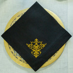 Arte Italica Victorian Napkin Set - Black/Gold