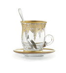 Arte Italica Vetro Gold Cup & Saucer, with Spoon