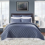 Orchids Lux Home Avalon Coverlet - Slate Blue