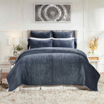 Orchids Lux Home Laguna Coverlet - Navy
