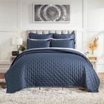 Orchids Lux Home Oscar Quilt - Navy