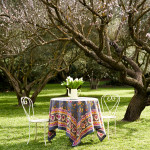 French Tablecloth Pansy - Red & Grey