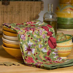 Couleur Nature Jardin Tea Towels Red & Green , Set of 3