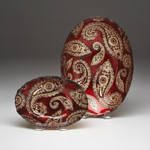 Red Pomegranate Paisley 12" Oval Bowl - Red/Gold