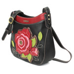 Chala Red Rose Crescent Crossbody Handbag 