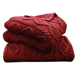 HiEnd Accents Cable Knit Soft Wool Throw Blanket - Red