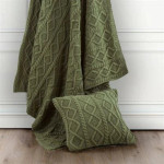 HiEnd Accents Cable Knit Soft Wool Throw Blanket - Sage Green