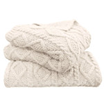 HiEnd Accents Cable Knit Soft Wool Throw Blanket - Cream