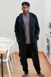 Yala Elliot Bamboo & Organic Cotton Sweatshirt Hooded Robe - Black