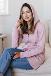 Yala Jemma Zip-Up Long Bamboo & Organic Cotton Sweatshirt Hooded Jacket - Lotus Pink