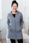 Yala Jemma Zip-Up Long Bamboo & Organic Cotton Sweatshirt Hooded Jacket - Space Grey