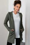 Yala Jemma Zip-Up Long Bamboo & Organic Cotton Sweatshirt Hooded Jacket - Moss
