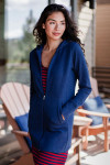 Yala Jemma Zip-Up Long Bamboo & Organic Cotton Sweatshirt Hooded Jacket - Indigo