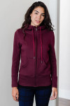 Yala Scarlet Zip-Up Bamboo & Organic Cotton Sweatshirt Hooded Jacket - Port